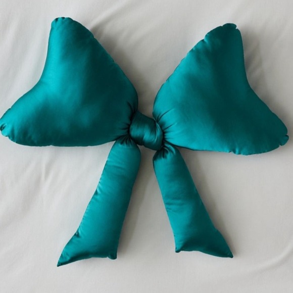 Urban Outfitters Other - Urban Outfitters Big Bow Silky Satin Bow Pillow Green Accent Throw Decor
